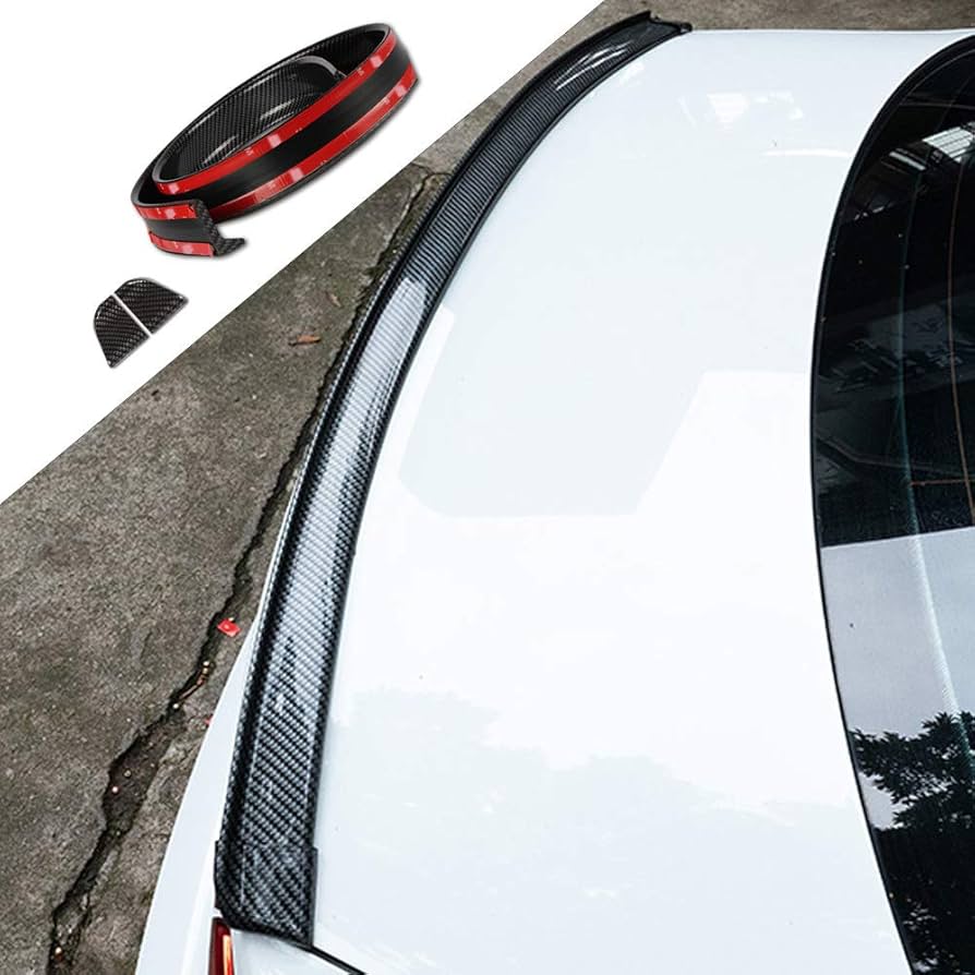 Universal Black Carbon Fiber Trunk Spoiler Lip Kit